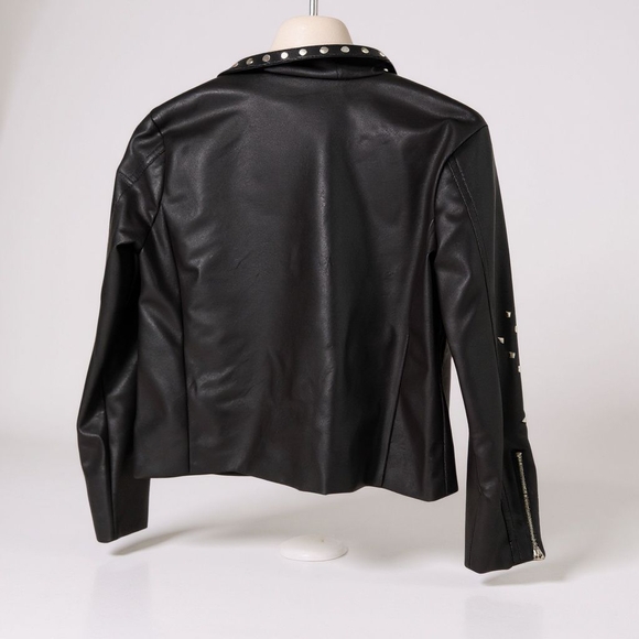DISNEY Stylish Black Faux Leather Jacket for Women Size Small - Picture 5 of 9